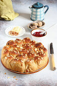 Yeast cake with dried figs and white chocolate