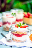 Strawberry cheesecake in jars