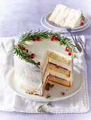 White cake (gateau) with rosemary