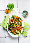Nectarine salad with shrimp
