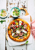 Flatbread with lamb and tzatziki