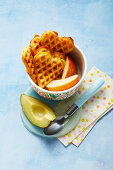 Carrot waffles with apple and avocado
