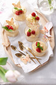 Lemon cream with raspberries