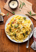 Sage pasta with chilli and parmesan