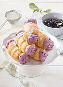 Creamy rolls with blueberry cream