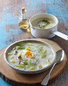 Old Bohemian dill soup with poched egg