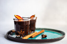 Hot chocolate dessert with spices