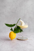Lemon Posset with labneh and meringue