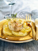 Fried hake with potatoes