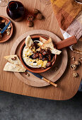 Baked brie and vincotto figs with walnut crackers