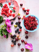 Fresh summer fruits - berries and cherries