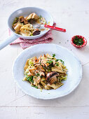 Homemade patties with porcini mushrooms and pointed cabbage