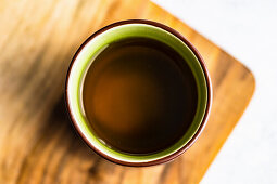 Asian style tea cup served with green tea