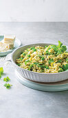 Bulked-up pea risotto