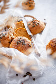 Carrot bread rolls with pumpkin seeds