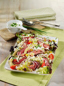 Steak salad with fusilli
