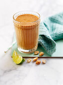 Almond milk with peanut butter and lime