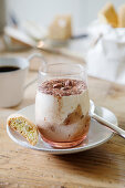 Trifle with mascarpone cream, Baileys, and coffee beans