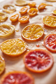Oven dried citrus on an baking paper