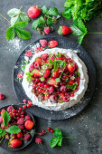 Pavlova with red berries