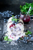 Blueberry meringue roll