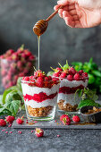 Raspberry chia pudding parfait