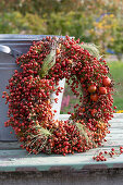 Wreath of rose hips and witch grass