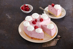 Unbaked raspberry cheesecake