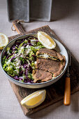 Low-carb gozleme with cabbage salad