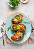 Stuffed sweet potato with chicken