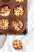 Apple biscuits baked in a muffin tray with a lattice