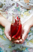 Raw preserved rhubarb