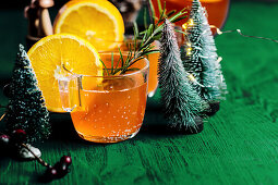 Hot mulled aperol with orange slices