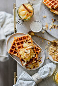 Waffles with apples, almonds and buttermilk
