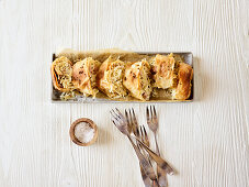 Bavarian meat loaf strudel with sauerkraut