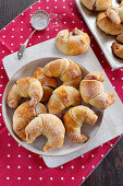 Yeast croissants stuffed with jam