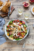 Fattoush salad with chicken