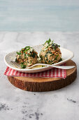 Vegetarian wild garlic dumplings