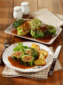 Savoy cabbage rolls with minced meat filling