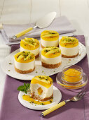 Mango chocolate tartlets with pistachios