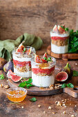 Fig yogurt parfaits with honey granola
