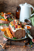 Nut cake with sea buckthorn and figs