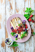 White asparagus with strawberry vinaigrette