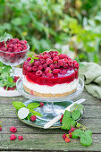 No bake cheesecake with raspberry jelly