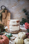 Simple pumpkin cream cake with caramel