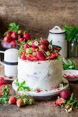 Strawberry vanilla cake with mascarpone cream