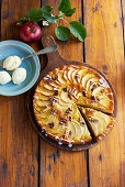 Apple and carrot cake with pecan nuts