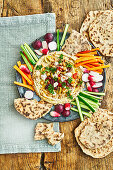 Loaded hummus with wholemeal flatbreads