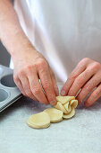 Shaping marzipan roses