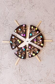 Chocolate Lollipop Cake with Easter Eggs and Chocolate Decorations